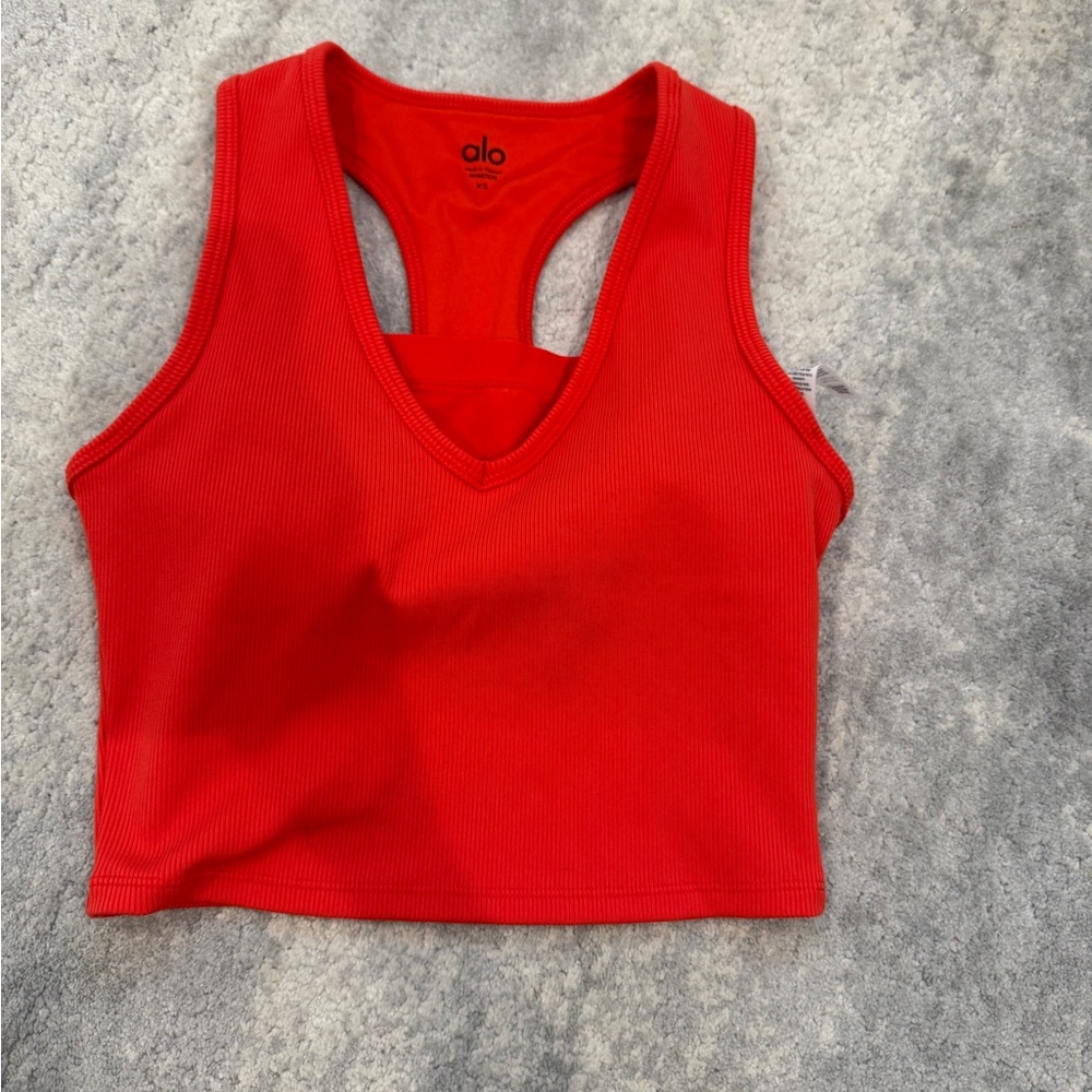 ALO Yoga Red Ribbed Racer back Tank top - size XS